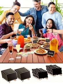 20pcs Mini Decorative Chalkboard, Home Decor Signs, Mini Wooden Message Board Display Stands, Suitable For Wedding, Baking Display, Hotel, Party, Desserts, Table Cards, Mother's Day, Graduation