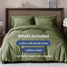 Cover Queen Size Set - Extra Soft Queen Size Duvet Cover 90 X 90 With 2 Pillow Shams - Hotel Luxury Easy Care And Fade Free W/ Zipper Closures & Ties - Breathable Bedding Set (Light Sage Green) - 31 - 鼠尾草綠(無被子) - 查看 2