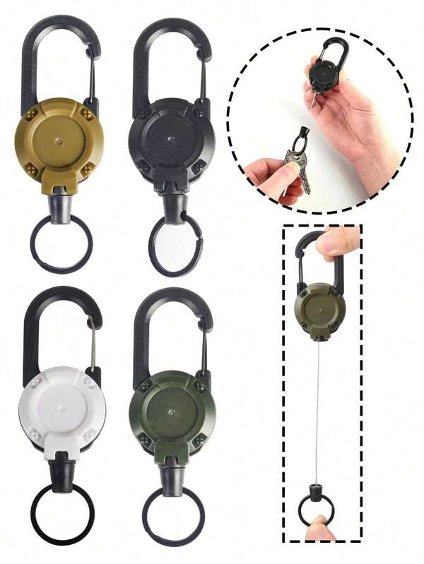 Retractable Wire Rope Multi-Function Keychain, Suitable For Outdoor Travel/Camping/Fishing With Various Small Items Needed, Can Be Hung On Travel Backpack, Not Easy To Lose, Casual, Cute, Elegant, Suitable For All Seasons, Street, Party, Made Of ABS Plastic School