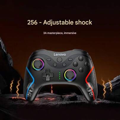 Lenovo Controlador de juego inalámbrico S01 - Joystick dual de efecto Hall 3D | Sensor de movimiento de seis ejes | Ajuste de intensidad de vibración de 5 niveles | Agarre ergonómico | Compatible con múltiples plataformas | Latencia ultrabaja de 30 ms | Negro obsidiana