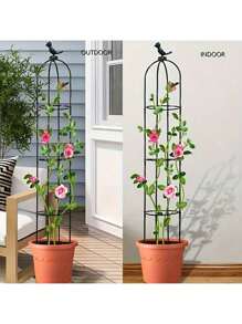 Adjustable Garden Trellis For Climbing Plants - Multifunctional Plastic Support Structure For Potted Flowers, Vines, And Vegetables - Indoor And Outdoor Plant Tower With Bird Decor