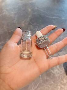 Bottiglietta contagocce in vetro decorata con strass, mini bottiglietta contagocce in vetro trasparente per oli essenziali, campioni e profumi, contenitore vuoto per liquidi cosmetici con contagocce, bottiglia contagocce in vetro trasparente mini portatile per essenze, contenitore da viaggio