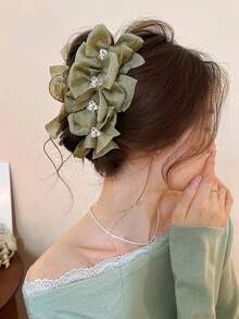 1 件大号花卉图案发夹，适合日常休闲佩戴时尚发饰优雅发夹