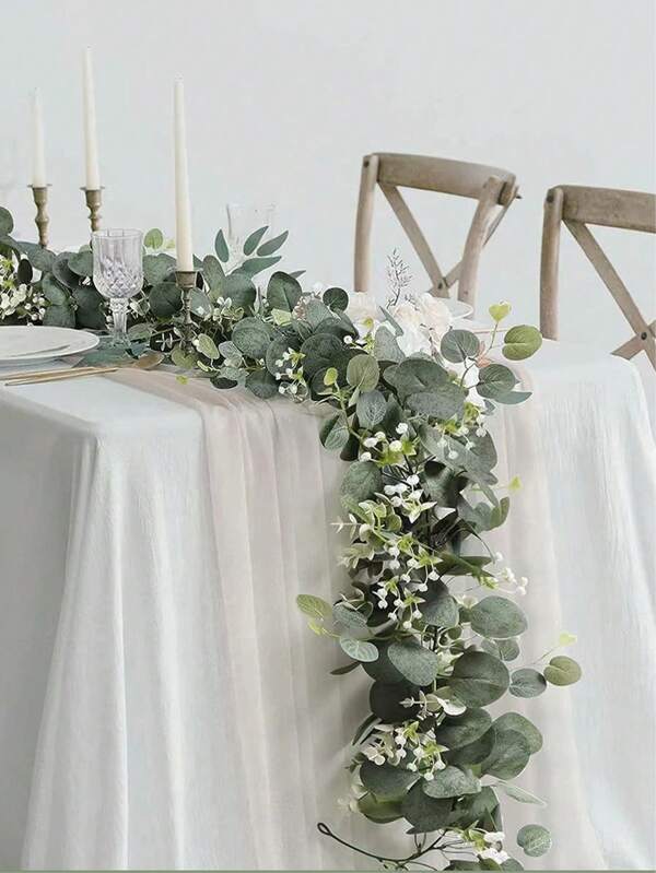 2 Stücke/1 Stück Künstliche Eukalyptus Baby Atem Grünpflanzen Reben, Hochzeit Tisch Mitte Dekoration, Hochzeit Hintergrund Wand Dekoration, Hochzeit Bogen Dekoration, Heim Dekoration Reben, Hochzeitsfeier Dekorationen, geeignet für Hochzeiten, Hochzeitsfeiern, Themenfeiern