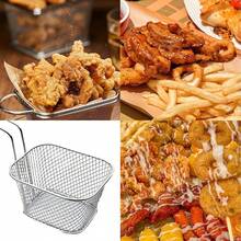 French Fries Rack, French Fries Basket, American Snack Food Small Net Basket. Rusty Steel Frying Basket With Handle, French-Style Fried Potato Table Food Display Net Basket, Kitchen Cooking Tool - Multicolor - View 6