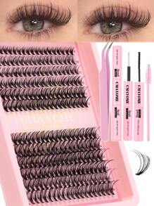 240 piezas Conjunto de extensiones de pestañas falsas con rizo D, mezcla múltiple de 10D+20D+30D pestañas postizas gruesas y tupidas, mechones de pestañas suaves, con maquillaje natural para ojos, longitud de 8-16mm apta para fibra de mink fina e impermeable con efecto 3D, adecuada para maquillaje natural, dramático y diario, kit de racimos de pestañas postizas para cosplay.