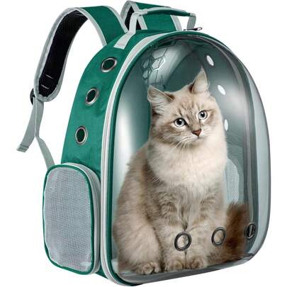 yorking Transparent Cat Carrier Backpack With Space Capsule Dome – Hard-Shell Pet Travel Backpack With Breathable Mesh, Padded Straps & Clear Window For Cats And Small Dogs – Ideal For Hiking, Vet Visits & Outdoor Adventures
