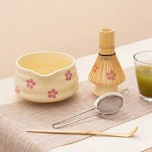 1pc/2pcs/3pcs/4pcs/5pcs Matcha Tea Set, Includes Matcha Bowl, Matcha Whisk, Whisk Holder, Bamboo Spoon And Sifter, Perfect For Matcha Latte Beverage Making Ceremony At Home Or Restaurant, Suitable For Matcha Lovers And Beginners