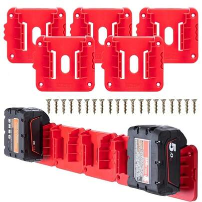 Red Battery Mounts Storage Holder Rack For Milwaukee M18 18V Tool Battery