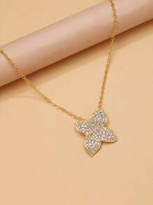 1 Stück Blüten Anhänger Halskette, einfache Strass Choker Halskette, minimalistisches Modeaccessoire für Frauen