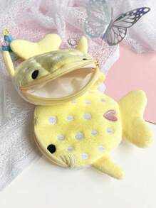 1pc Creative Cartoon Shark Coin Purse With Large Capacity Lightweight Cute Pendant Data Cable Bag Zipper Storage Bags