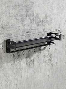 1pc Multi-Function Spice Rack, Wall Mounted Storage For Kitchen, Bathroom, Balcony, Space Saving, Waterproof & Rustproof, No-Drill Installation