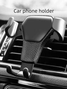 1pc New Car Phone Holder Leather Texture Gravity Air Vent Mount Slouchy Car Phone Stand - Black - View 1