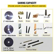 Mini Miter Cut-Off Chop Saw, Two 2-5/16\" Blade Of Steel And Resin With 1/2inch Cutting Depth, 0-45° Benchtop Miter Saw For Copper, Aluminum, Wood, Zinc In Hobby Craft - 查看 3