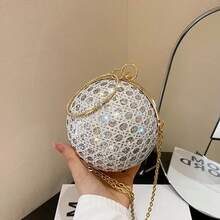 Sparkly Round Evening Purses For Women Shiny Diamonds Handbag Unusual Party Mini Small Bags Fashion Luxury Shoulder Bag Woman