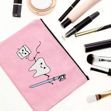 多功能帆布拉链袋，可收纳珠宝、指甲护理、充电线等 - 中性面料收纳袋，情人节、万圣节、圣诞节、儿子、女儿、妻子、丈夫、返校旅行必备品的完美礼物，旅行配件，旅行包，假期学校用品，珠宝盒，珠宝收纳袋 - 粉色 - 查看 3