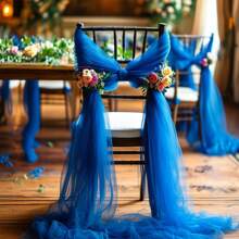 1pc Elegant Navy Blue Sheer Voile Curtain - Wrinkle-Free Transparent Fabric, Suitable For Wedding Arch, Ceremony Backdrop, Reception Decor, Etc. - Multipurpose Polyester Table Runner, Ideal For Parties, Outdoor Events And Holidays, Especially For Christmas & Birthday Parties