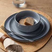 Richmount 12 Piece Dinnerware Sets, Plates And Bowls Sets For 4, Dishwasher & Microwave Friendly - 藍色 - 查看 6