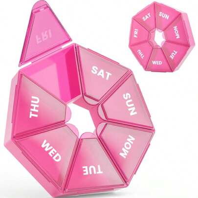 1/2 Pcs Medicine Pill Box, Daily Pill Holder, Portable Travel Pill Container Holder For Pocket Or PurseSuitable For Vitamins/Fish Oil/Pills/Supplements - Arthritis Friendly