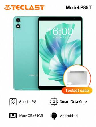 Teclast Teclast P85T Tablet (Allwinner A523 8-Core 1.8GHz/4GB RAM/64GB ROM/8 Inch 800*1280iPS/WIFI6/BT 5.0/5000mAh/Type-C/0.3MP+2.0MP Camera/Android 14)Limited Time Offer Free Ramdom Color Leather Case