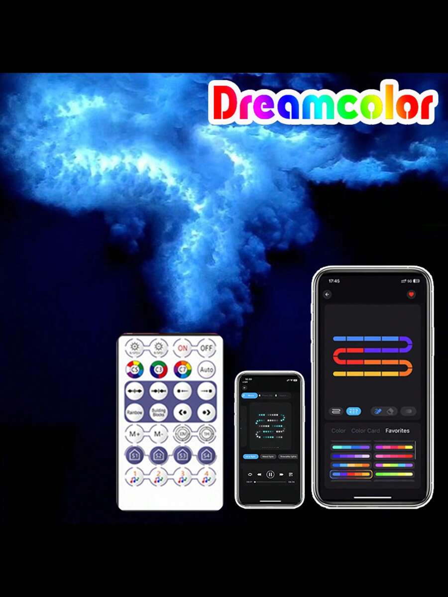 云形智能 LED 灯，带音乐同步和 RGB 颜色的浮动云灯，带 APP 和遥控器的酷炫云灯，适用于卧室、客厅、天花板的梦幻云灯 - 彩色 - 查看 1