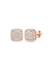 ORAZIO 1 Par de Pendientes de Botón con Circonita Cúbica para Hombre y Mujer, Juego de Pendientes con Poste de Plata de Ley 925 Chapados en Oro de 14K Hipoalergénicos, Redondos y Cuadrados con Circonitas Cúbicas Enchapadas, Pendientes Simulados con Halo de Diamante