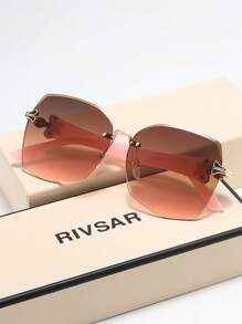 Óculos de Sol Quadrados sem Armação da Moda RIVSAR para Mulheres, Elegante Casual ao Ar Livre Chique para Festas, Viagens, Encontros, Acessórios de Joia Redonda Gatinho de Verão, Presente de Marca Premium para Feriados, Dia dos Namorados, Natal, Halloween