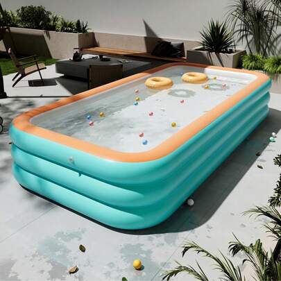 1 pieza Piscina inflable grande de 4 niveles, adecuada para uso familiar, parque acuático móvil, entretenimiento acuático interior/exterior, piscina para fiestas, material de PVC grueso
