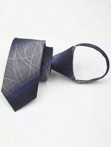 1 件高端男士拉链式领带，条纹商务正装领带，适合商务聚会、工作服、日常穿着婚礼配饰男士领带 - 多色 - 查看 5