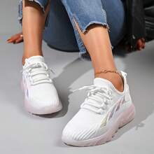 Zapatos deportivos informales, cómodos y de moda para mujer, con suela y cara suaves y cordones, para ejercicio y correr