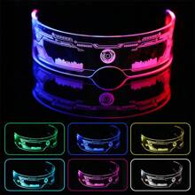 1pc LED 7-Color Illuminated Glasses - Sci-Fi Honeycomb Design - Futuristic Technology Style Glasses - Cyberpunk Eyewear - Cool Colorful Glasses - Dual Control 12 Modes - Curved Dual Temples Design (Stable Wear, Less Likely To Fall Off) - Perfect Gift - Birthday Gift - Ideal Present - Surprise Gift - Holiday Gift - Seasonal Gift - Halloween Gift - Christmas Gift - Stunning Costume Effect - Unlock Your Cyberpunk World - Gift - Toy