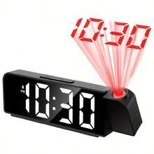 1 件智能 LED 投影闹钟，带 180° 旋转投影仪，USB 供电，12/24 小时格式，可调亮度，温度显示，日期和时间记忆，适用于卧室或家庭办公室，房间装饰数字时钟卧室装饰宿舍装饰返校学校装饰学校惊喜 - 彩色 - 查看 15