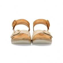 Amarpiés Sandalia confort doble hebilla mujer, Sandalias con cuña de 4,5 cm para mujer - Modelo 28609 - - Entrega 24/72h a España (península) - Naranja Quemada - Ver 6