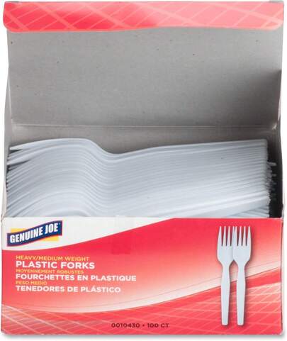 Genuine Joe Heavyweight White Plastic Forks (Pack Of 100)