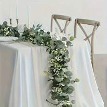 3pcs Simulation Eucalyptus Wreath, Artificial Eucalyptus And Willow Vines With White Flowers, Fake Green Plant Rattan For Wedding Decor, Home Decor, Garden Decor, Rome Decor, Wall Decor And Birthday Decorations - Versatile Hanging Plant For Tabletop, Wall And Party