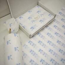 Blue/Pink Bow Pattern Thin Paper, 50*35cm, Thin Moisture-Proof Wrapping Paper, Suitable For Gift Packaging, Clothing Packaging, Fragile Item Protection, Birthday Decoration, Valentine's Day, Mother's Day, Christmas Gifts, Decorative Packaging, Elegant Gift Wrapping Paper, Bouquet Decoration Tissue Paper - Blue - View 2