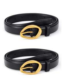 2 件女士时尚高端腰带，合金针扣商务休闲牛仔配饰腰带，情人节和母亲节礼物。 - 彩色 - 查看 1