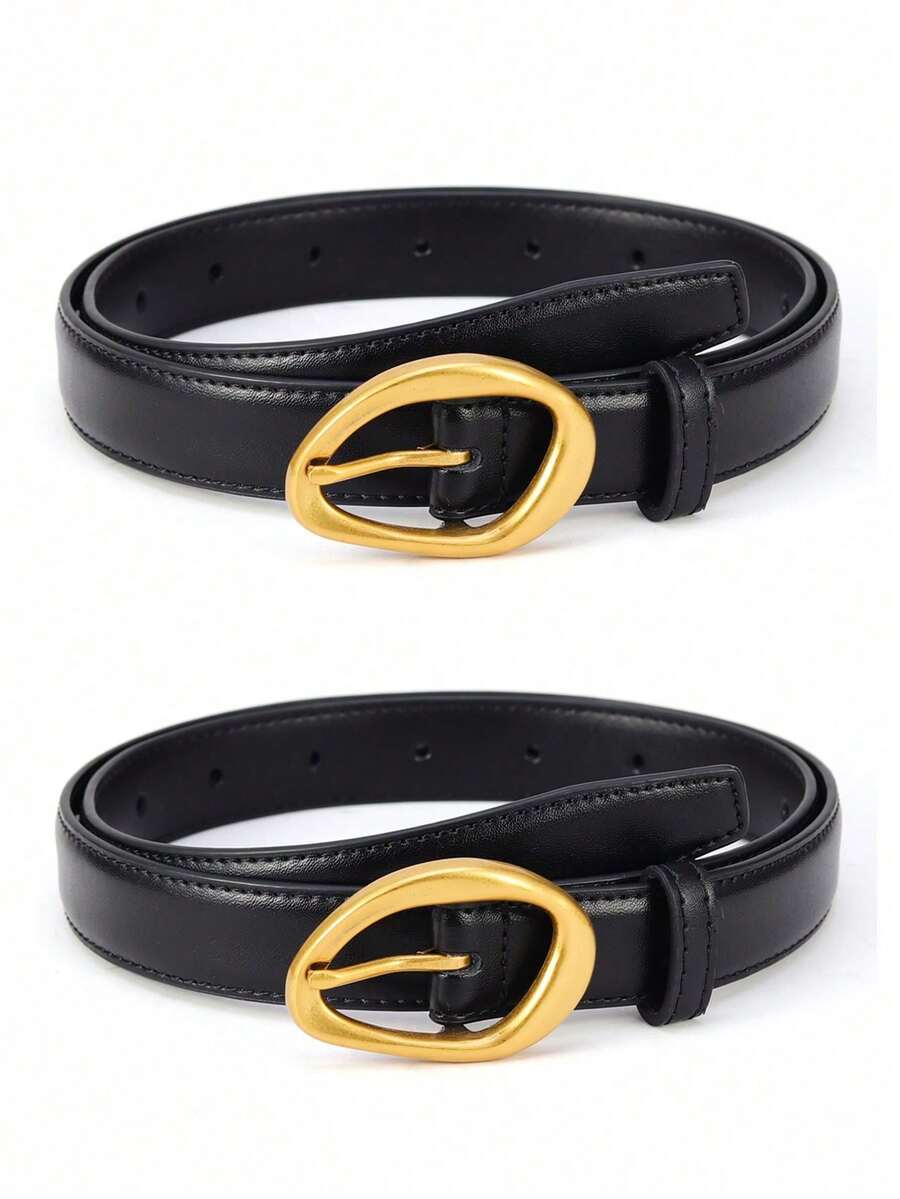 2 件女士时尚高端腰带，合金针扣商务休闲牛仔配饰腰带，情人节和母亲节礼物。 - 彩色 - 查看 1