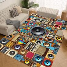 1 Stück gemusterter Teppich, modernes Kunstdesign Bodenmatte, Polyester, rutschfeste Rückseite, maschinenwaschbar, vielseitig für innen und außen nutzbar, Wohndekoration Teppich für Wohnzimmer, Schlafzimmer, Esszimmer, Camping