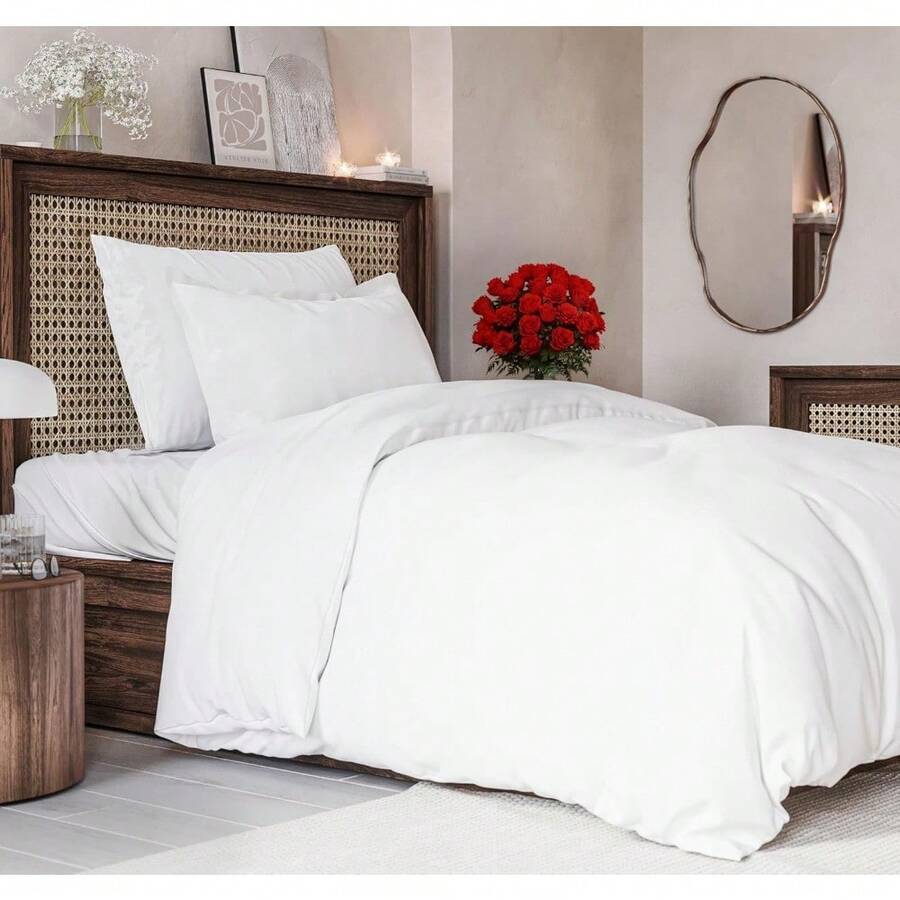 Cover Queen Size Set - Extra Soft Queen Size Duvet Cover 90 X 90 With 2 Pillow Shams - Hotel Luxury Easy Care And Fade Free W/ Zipper Closures & Ties - Breathable Bedding Set (Light Sage Green) - 01 - 白色(無被子) - 查看 1