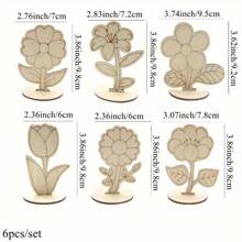 12pcs Wooden Flower Ornaments - Roses, Lilies & Sunflowers Designs For DIY Crafts, Spring & Easter Party Table Decorations, Unfinished Wood Material, Festive Craft Supplies | Vibrant Table Decor | Natural Finish Flowers, Bouquet Accessories