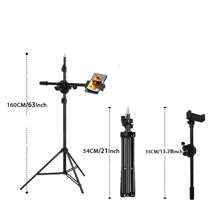 Mobile Phone Tilt Camera Stand Desktop Floor- Removable Without Charging, Black,360 Degree Rotation, Multi-Function Adjustment, Shooting/Recording Video Universal