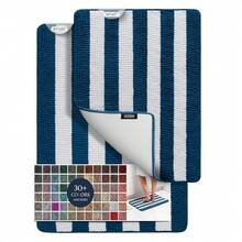BELADOR Bathroom Rugs Sets 2 Piece- Plush Bath Mat Set Quick-Dry Soft Chenille Mat With Rubber Backing, Absorbent Rug Set, Washable Bath Rugs - Bath Mats 24x17 + 30x20 - 條紋海軍藍(限量版) - 查看 12