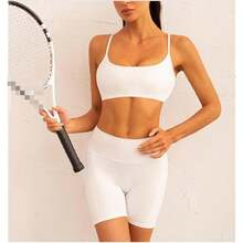 Yoga Bra Women's Back Fitness Quick Dry Breathable Nude Sports Bra Fitness Running Sports Bra Small Sling - 白色 - 查看 4