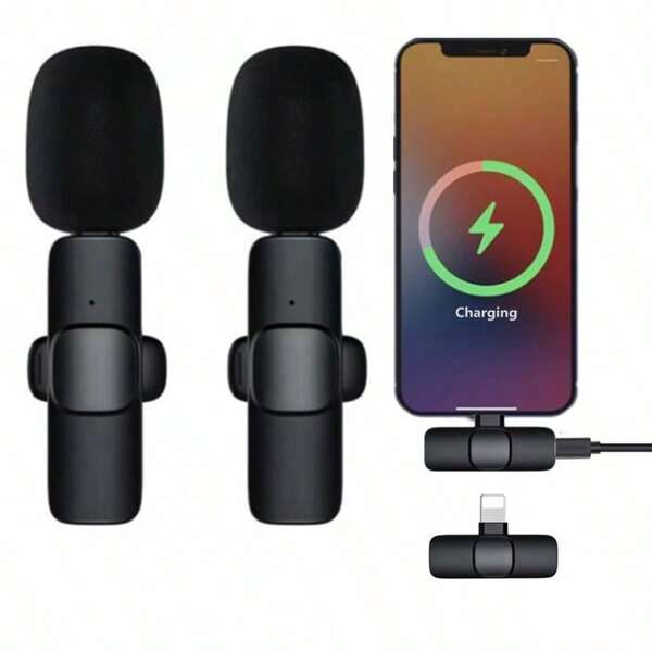 Microfone de lapela sem fio compatível com iPhone IOS Plug and Play Clip On Lapela Microfone externo Mini lapela Lightning compatível com iPhone Android Phone para férias de verão, gravação de áudio/vídeo, entrevistas, jogos e transmissão ao vivo Mini microfone