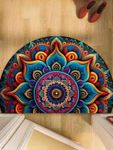 1 Stück bunter, boho-artiger Mandala Eingangsmatte - waschbar, leicht und langanhaltend aus Polyester, farbenfroher Halbkreis-Entwurf, geeignet für Innen- und Außenbereich, Eingangsmatte | Boho-Stil Matte | Waschbare Matte, Waschbarer Teppich, Heimdekoration - Verschiedenfarbig - Übersicht 5