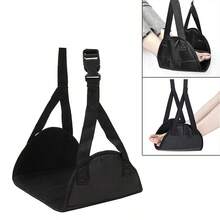 1pc Black Airplane Footrest Portable Adjustable Strap For Travel Lightweight Desk Hammock Leg Rest For Airplanes, Offices, Outdoors, And Cars. - Multicolor - View 1