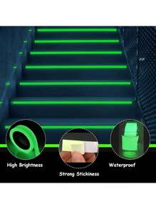 1pc 1.97*196.85inch Glow-In-The-Dark Adhesive Tape, Fireproof Warning Tape For Home Use, Stage Green Fluorescent Anti-Collision Tape, Green Light Adhesive Sticker