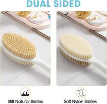 Backski Back Scrubber Anti Slip For Shower With Detachable Brush Head,19 Shower Brush With Soft And Stiff Bristles,Long Handle Exfoliating Body Scrubber For Bath Or Dry Brush. Back To School - White - View 6
