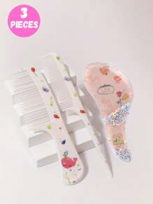 3pcs/2pcs Cartoon Hair Comb Set - Wet And Dry Combing And Styling Brush For All Hair Types, Durable ABS Plastic Handle, Perfect Gift Choice(Purple Unicorn Comb Pattern Random)